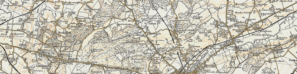 Old map of Blean in 1898-1899