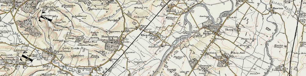 Old map of Bleasby in 1902-1903