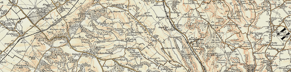 Old map of Bledlow Ridge in 1897-1898