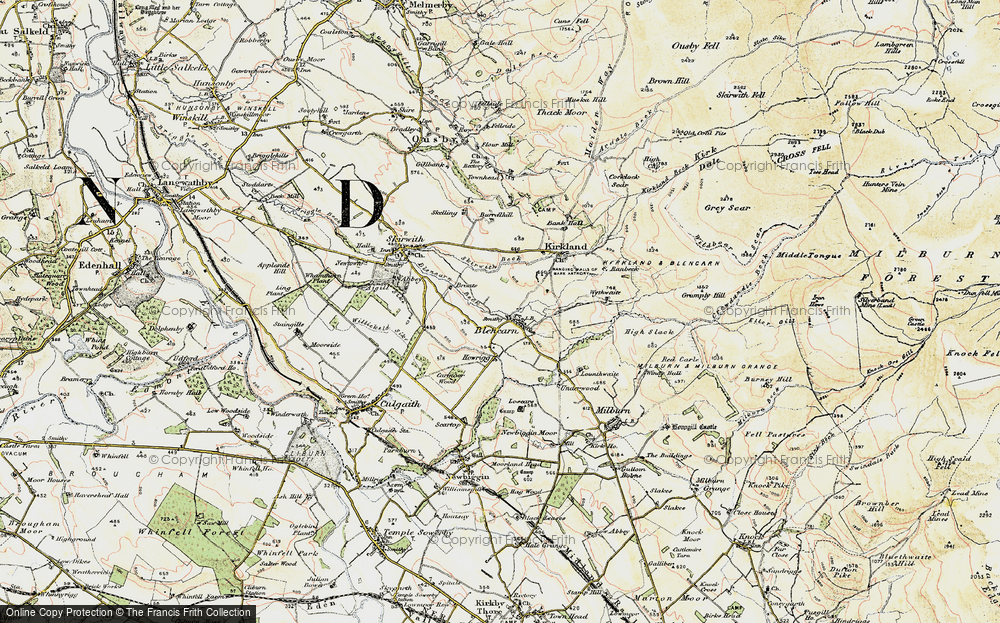 Old Map of Historic Map covering Blencarn Beck in 1901-1904