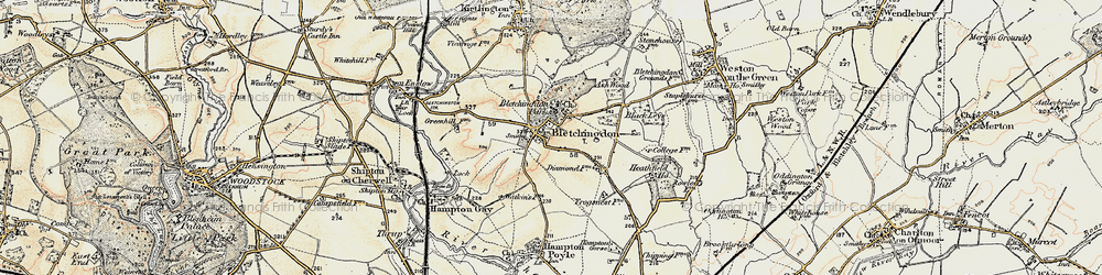 Old map of Bletchingdon in 1898-1899