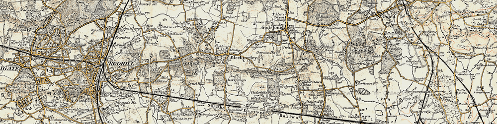 Old map of Bletchingley in 1898-1902
