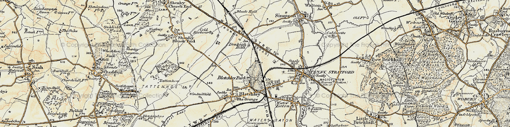 Old map of Bletchley in 1898-1901