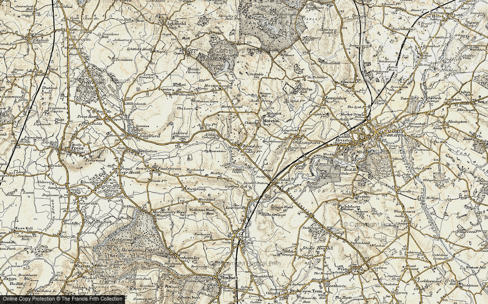 Old Map of Historic Map covering Bletchley Manor in 1902