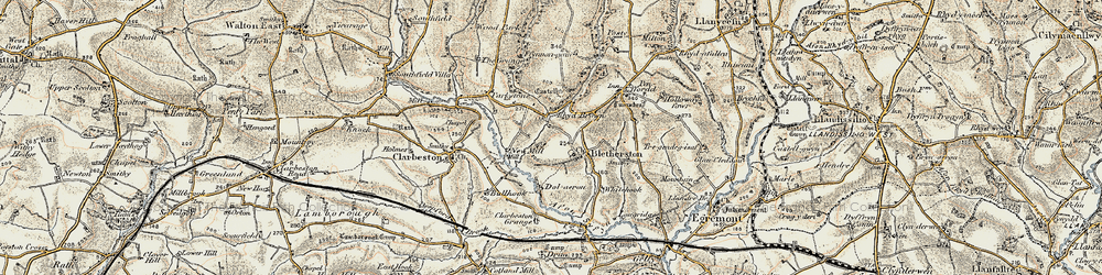 Old map of Clarbeston Grange in 1901-1912