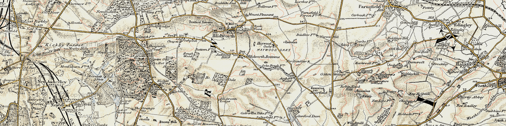 Old map of Blidworth Bottoms in 1902-1903