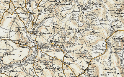 Old map of Blisland in 1900