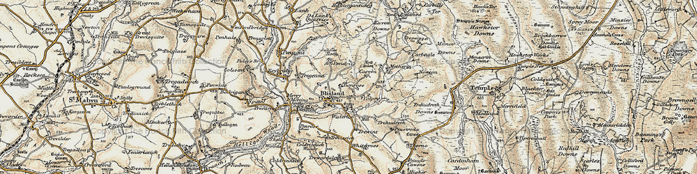 Old map of Blisland in 1900