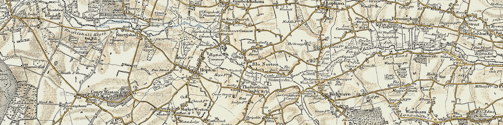 Old map of Blo' Norton in 1901
