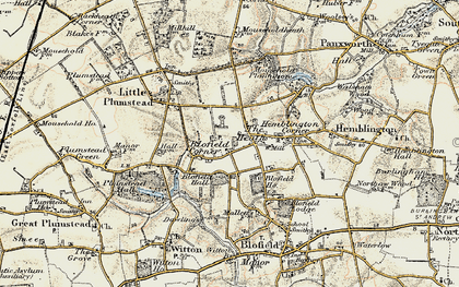 Old map of Blofield Corner in 1901-1902