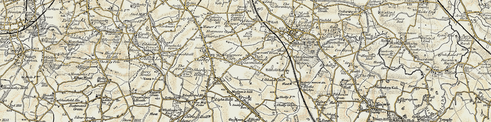 Old map of Blossomfield in 1901-1902