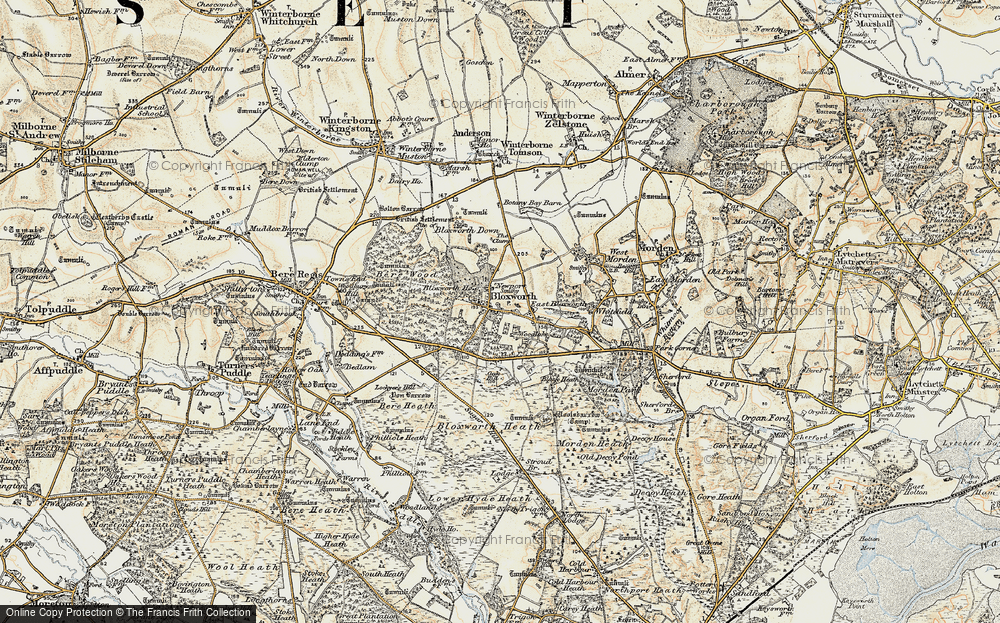 Old Map of Historic Map covering Wareham Forest in 1897-1909
