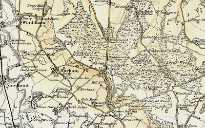 Old map of Blue Bell Hill in 1897-1898