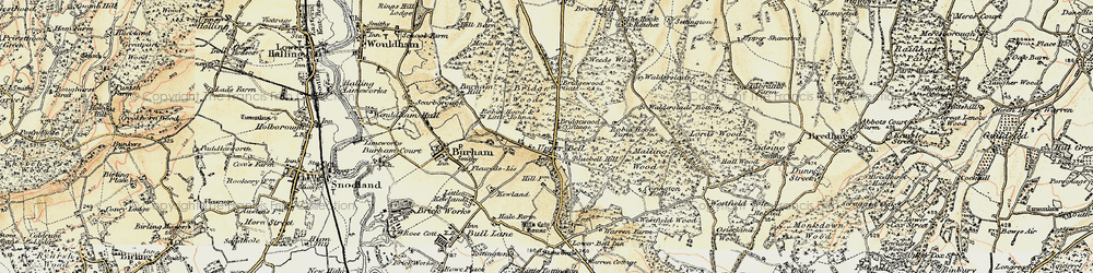Old map of Blue Bell Hill in 1897-1898