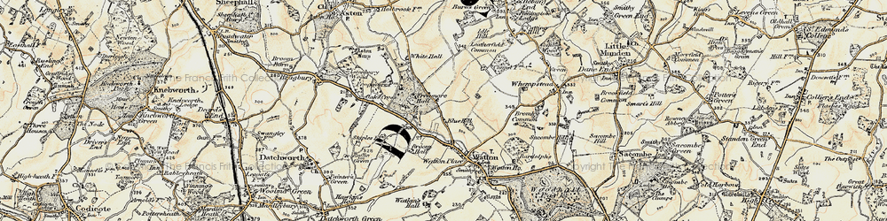 Old map of Blue Hill in 1898-1899