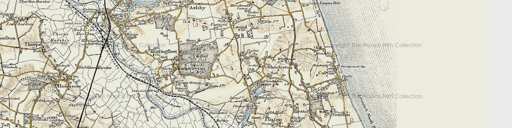 Old map of Blundeston in 1901-1902