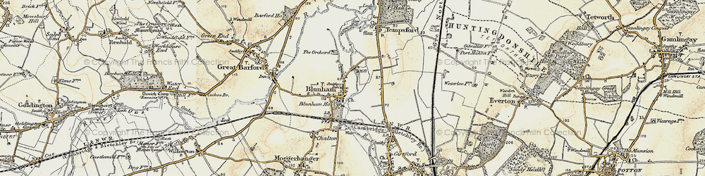 Old map of Blunham Grange in 1898-1901