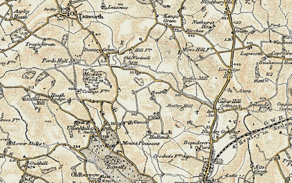 Old map of Botley Mill Stables in 1901-1902