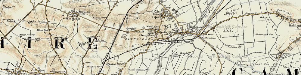 Old map of Bluntisham in 1901