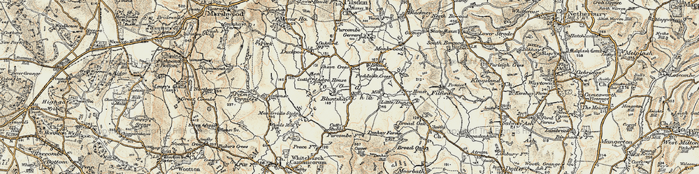 Old map of Marshwood Vale in 1898-1899