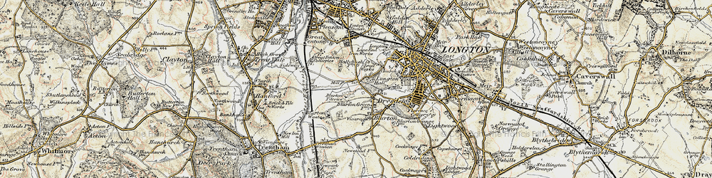 Old map of Blurton in 1902