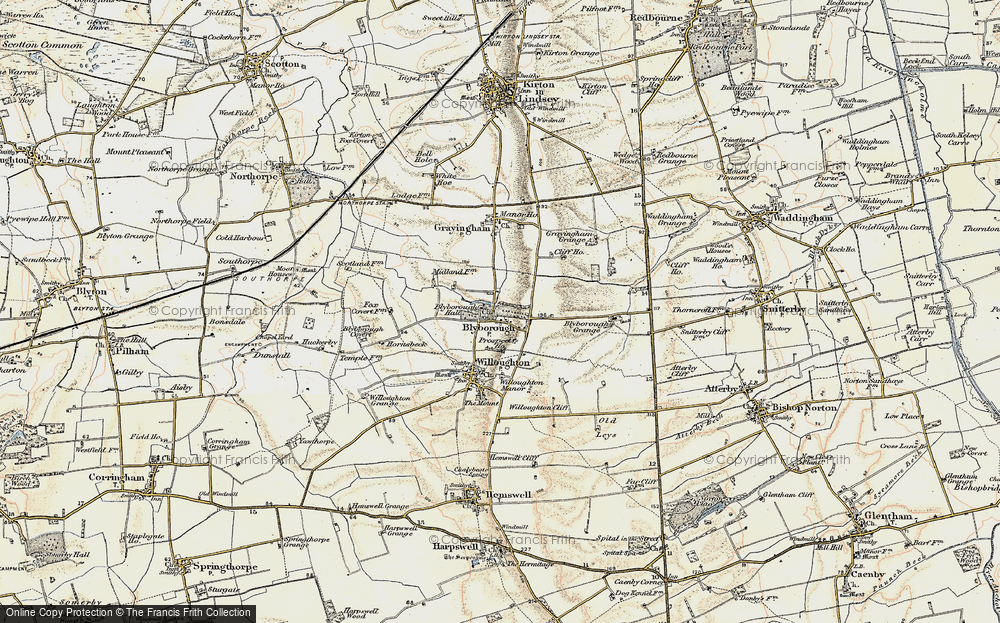 Old Map of Historic Map covering Blyborough Hall in 1903-1908