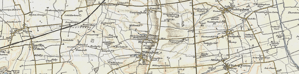Old map of Blyborough Grange in 1903-1908