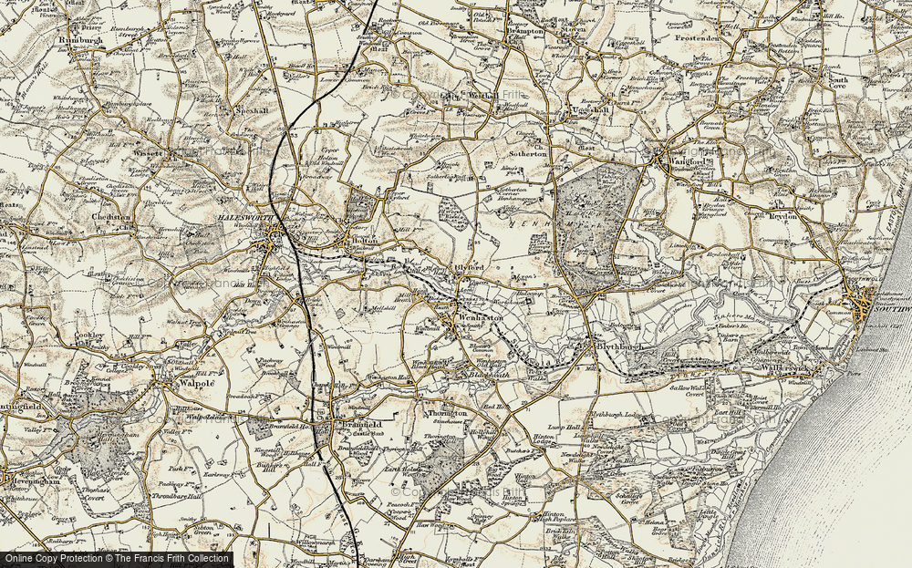 Old Map of Historic Map covering Blyford Wood in 1901-1902