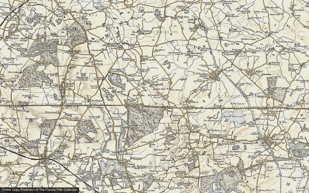 Old Map of Historic Map covering Brockhurst in 1902