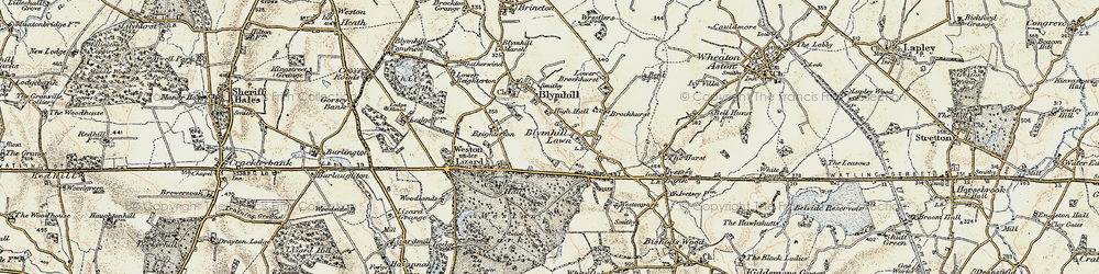 Old map of Blymhill Lawns in 1902