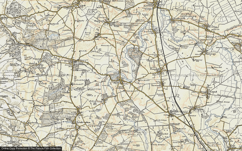Old Map of Historic Map covering Blyth Services in 1903