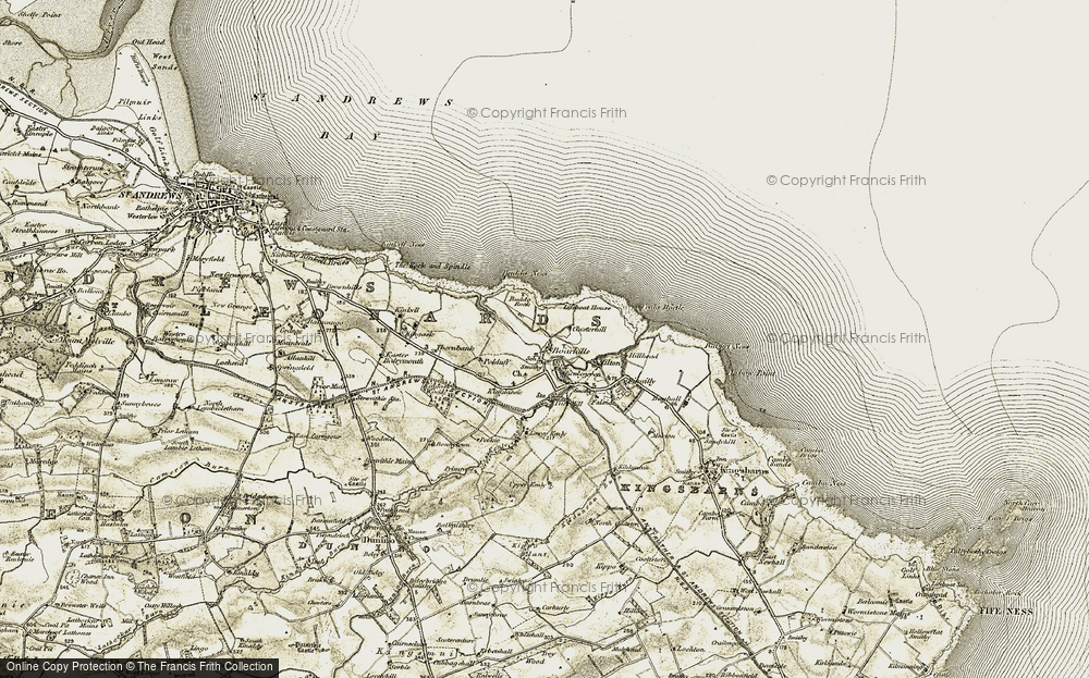 Old Map of Historic Map covering Buddo Rock in 1906-1908
