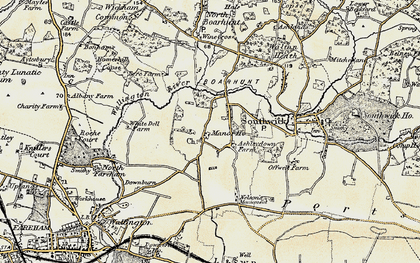 Old map of Boarhunt in 1897-1899