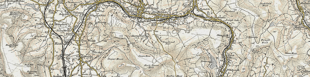 Old map of Brandwood Moor in 1903