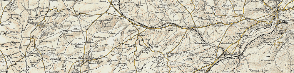 Old map of Broadcroft in 1900
