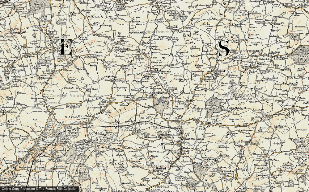 Old Map of Bobbingworth, 1898 in 1898
