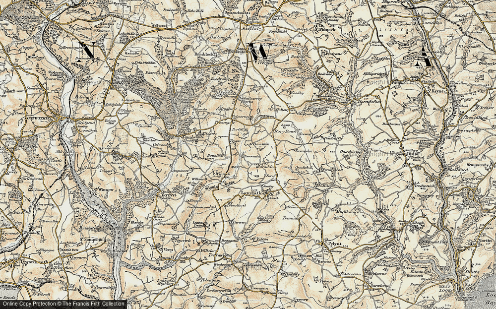 Old Map of Bocaddon, 1900 in 1900