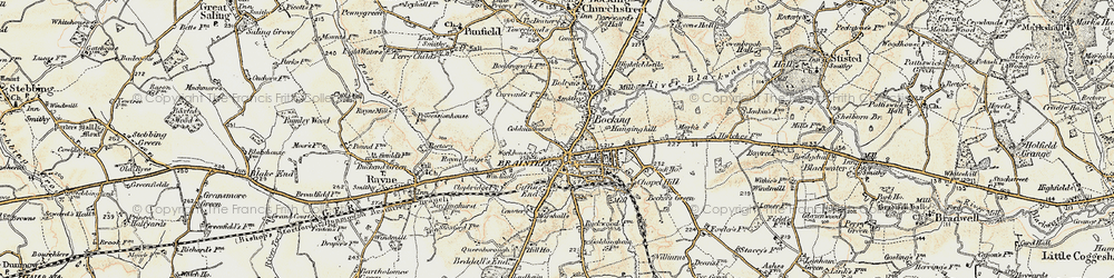Old map of Bocking in 1898-1899