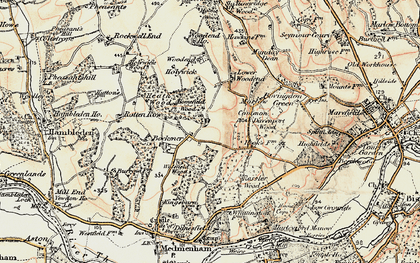 Old map of Widefield Wood in 1897-1898
