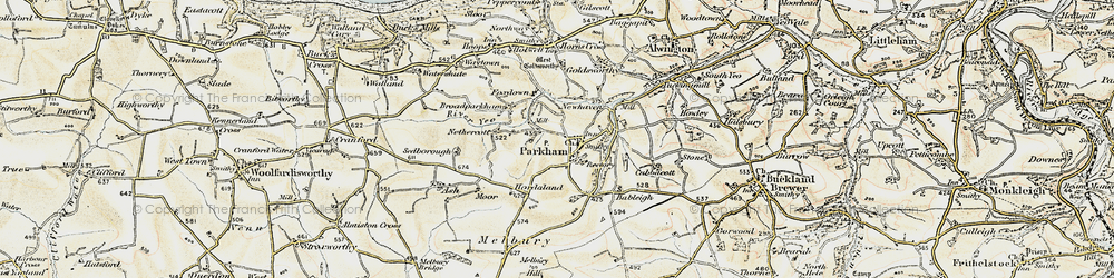 Old map of Bocombe in 1900