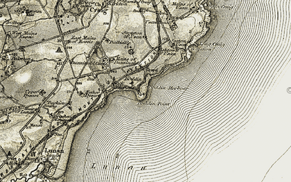 Old map of Boddin Point in 1907-1908