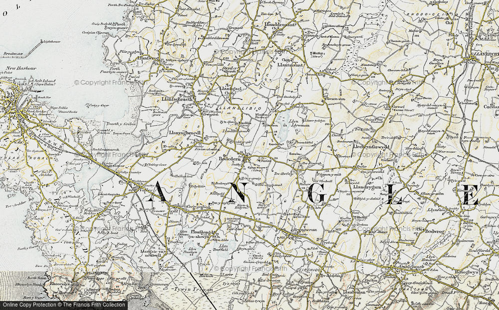 Old Map of Historic Map covering Bodowyr in 1903-1910