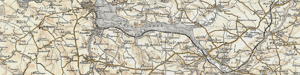Old map of Bodellick in 1900