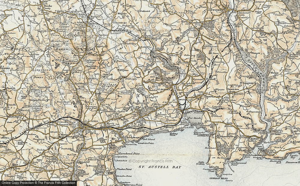 Old Map of Bodelva, 1900 in 1900