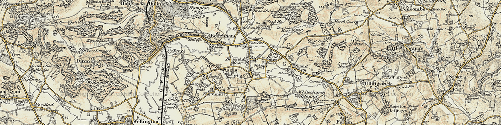 Old map of Bodenham Moor in 1899-1901