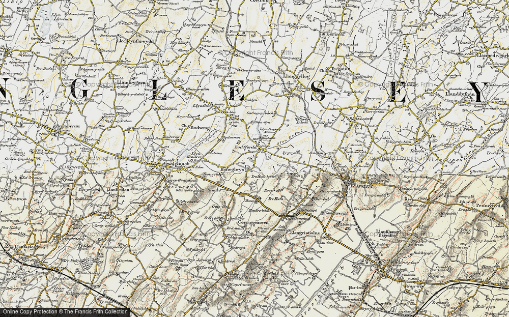 Old Map of Historic Map covering Bodewran in 1903-1910