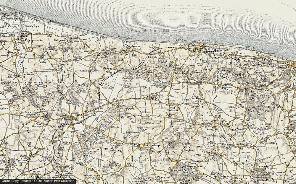 Old Map of Bodham, 1901-1902 in 1901-1902