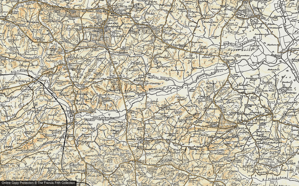 Old Map of Bodiam, 1898 in 1898