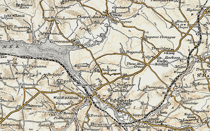 Old map of Bodieve in 1900