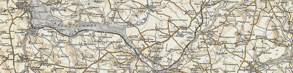 Old map of Bodieve in 1900